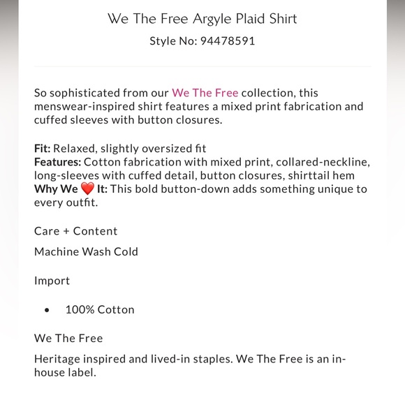 Free People We The Free Argyle Plaid Shirt in Blue Combo - Picture 5 of 7